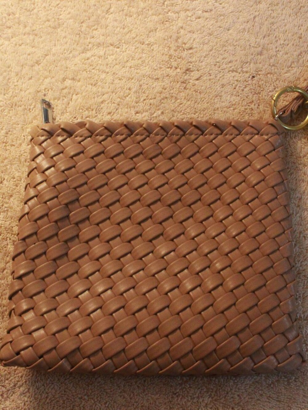 Rachel Zoe Tan Woven Wristlet Clutch with Lemon Coin Pouch